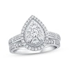 Thumbnail Image 1 of Multi-Diamond Pear Halo Bridal Set 3/4 ct tw 14K White Gold