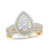 Thumbnail Image 1 of Multi-Diamond Pear Halo Bridal Set 3/4 ct tw 14K Yellow Gold