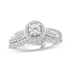 Thumbnail Image 1 of Round-Cut Diamond Halo Twist Shank Bridal Set 1 ct tw 14K White Gold