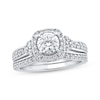 Thumbnail Image 1 of Round-Cut Diamond Cushion Halo Bridal Set 7/8 ct tw 14K White Gold