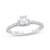 Thumbnail Image 1 of Emerald-Cut Diamond Draped Halo Engagement Ring 3/4 ct tw 14K White Gold