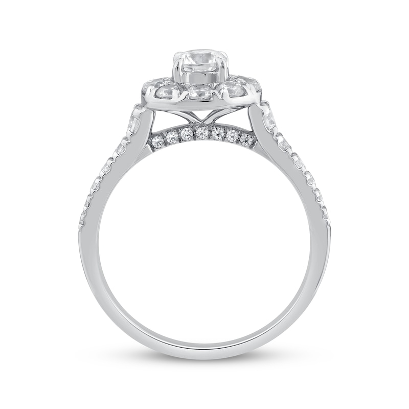 Round-Cut Diamond Halo Engagement Ring 1 ct tw 14K White Gold
