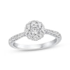 Thumbnail Image 1 of Round-Cut Diamond Halo Pinched Shank Engagement Ring 5/8 ct tw 14K White Gold