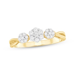 Diamond Flower Engagement Ring 1/4 ct tw 10K Yellow Gold