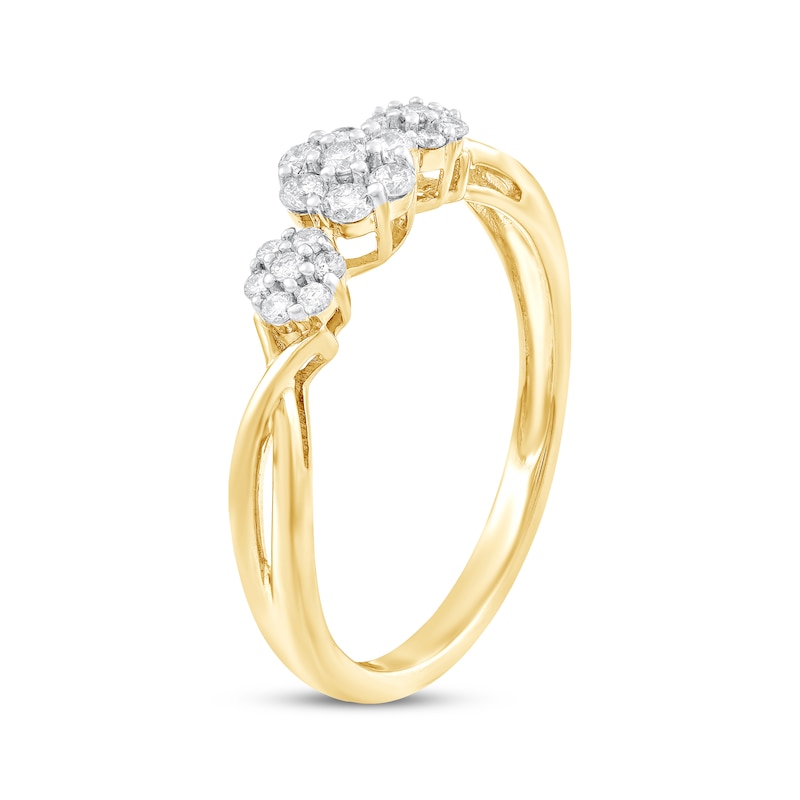 Main Image 2 of Diamond Flower Engagement Ring 1/4 ct tw 10K Yellow Gold