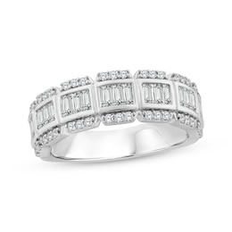 Adore Baguette & Round-Cut Diamond Anniversary Ring 1 ct tw 14K White Gold