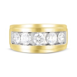 Lab-Created Diamonds by KAY Men's Five-Stone Wedding Band 2-1/2 ct tw 14K Yellow Gold