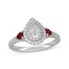 Thumbnail Image 1 of Neil Lane Pear-Shaped Diamond & Natural Ruby Double Halo Engagement Ring 7/8 ct tw 14K White Gold