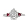 Thumbnail Image 3 of Neil Lane Pear-Shaped Diamond & Natural Ruby Double Halo Engagement Ring 7/8 ct tw 14K White Gold