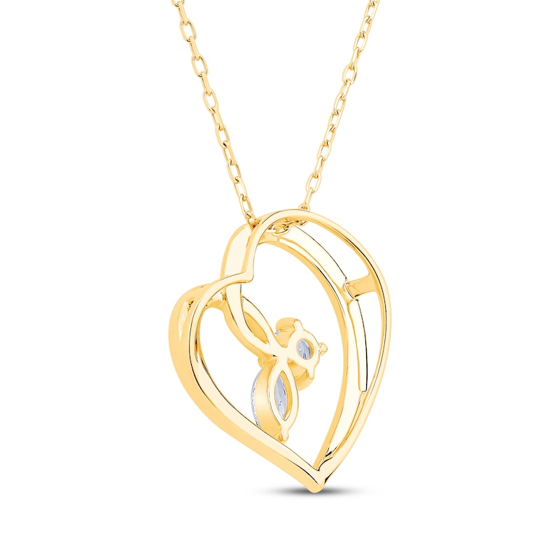 Main Image 3 of Lab-Grown Diamonds by KAY Round & Marquise-Cut Tilted Heart Necklace 1/2 ct tw 14K Yellow Gold 18&quot;