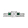 Thumbnail Image 3 of Neil Lane Princess-Cut Diamond & Natural Emerald Bridal Set 1 ct tw 14K White Gold