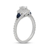 Thumbnail Image 2 of Neil Lane Oval-Cut Diamond & Natural Sapphire Double Halo Engagement Ring 7/8 ct tw 14K White Gold