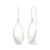 Thumbnail Image 1 of Cultured Pearl & White Lab-Created Sapphire Oval Twist Frame Dangle Earrings Sterling Silver