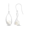 Thumbnail Image 3 of Cultured Pearl & White Lab-Created Sapphire Oval Twist Frame Dangle Earrings Sterling Silver