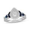 Thumbnail Image 1 of Neil Lane Pear-Shaped Diamond & Natural Sapphire Double Halo Engagement Ring 3/4 ct tw 14K White Gold