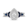 Thumbnail Image 3 of Neil Lane Pear-Shaped Diamond & Natural Sapphire Double Halo Engagement Ring 3/4 ct tw 14K White Gold