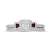 Thumbnail Image 3 of Neil Lane Princess-Cut Diamond & Natural Ruby Bridal Set 1 ct tw 14K White Gold