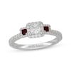 Thumbnail Image 0 of Neil Lane Princess-Cut Diamond & Natural Ruby Three-Stone Engagement Ring 3/4 ct tw 14K White Gold