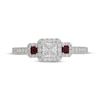 Thumbnail Image 2 of Neil Lane Princess-Cut Diamond & Natural Ruby Three-Stone Engagement Ring 3/4 ct tw 14K White Gold