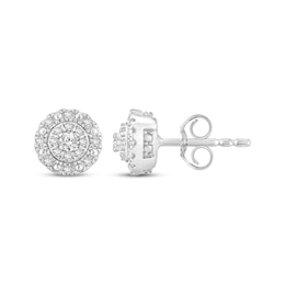 Diamond Double Halo Stud Earrings 1/4 ct tw 10K White Gold