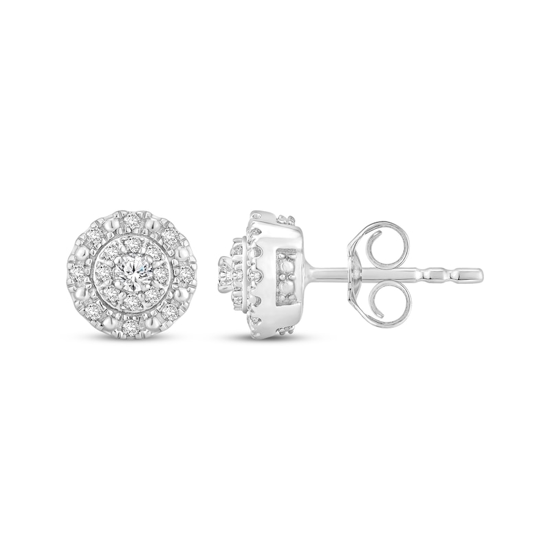 Main Image 1 of Diamond Double Halo Stud Earrings 1/4 ct tw 10K White Gold