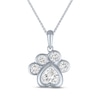 Thumbnail Image 1 of Heart-Shaped & Round-Cut White Lab-Created Sapphire Paw Print Necklace Sterling Silver 18&quot;