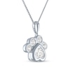 Thumbnail Image 2 of Heart-Shaped & Round-Cut White Lab-Created Sapphire Paw Print Necklace Sterling Silver 18&quot;