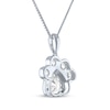 Thumbnail Image 3 of Heart-Shaped & Round-Cut White Lab-Created Sapphire Paw Print Necklace Sterling Silver 18&quot;