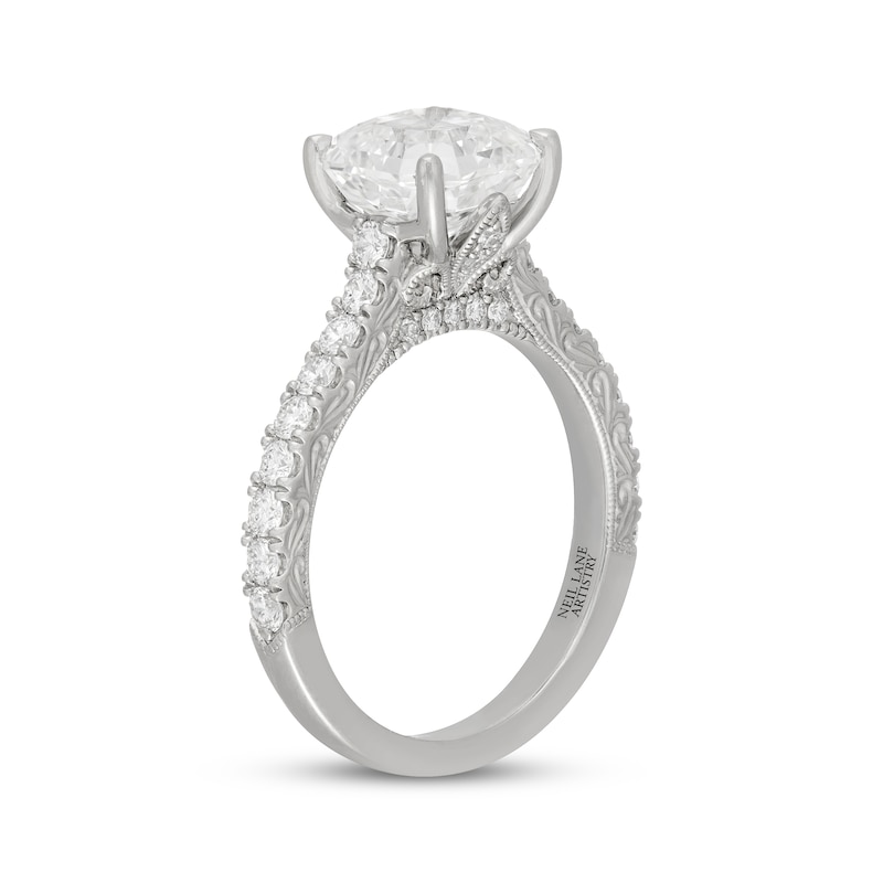 Main Image 2 of Neil Lane Artistry Heritage Square Emerald-Cut Lab-Grown Diamond Engagement Ring 3-5/8 ct tw Platinum