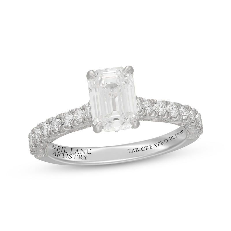 Neil Lane Artistry Heritage Emerald-Cut Lab-Created Diamond Engagement Ring 2 ct tw Platinum