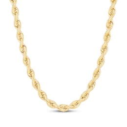 Solid Silk Rope Chain Necklace 6.4mm 14K Yellow Gold 22&quot;