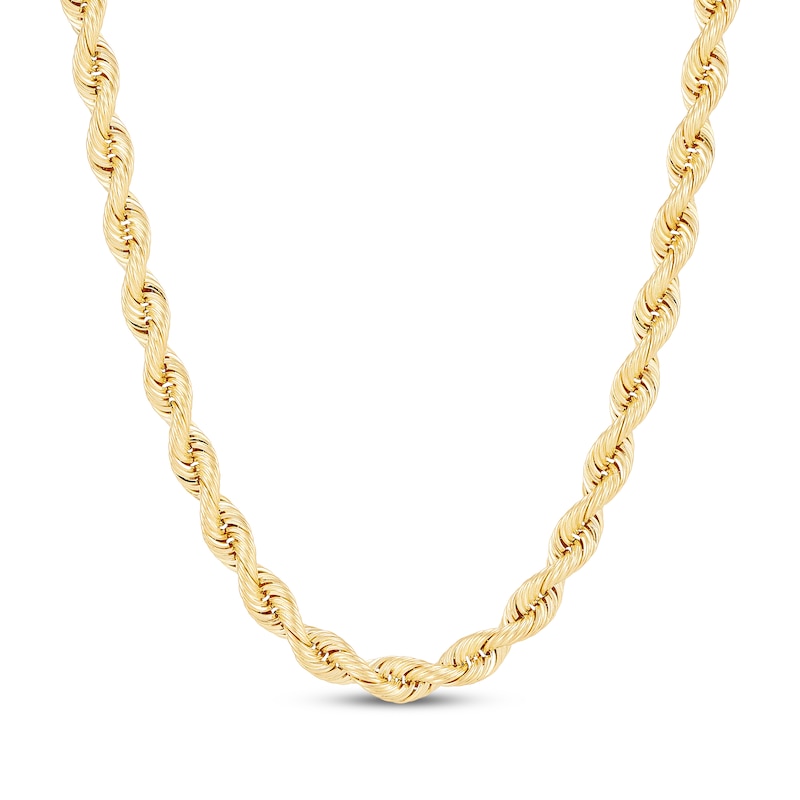 Main Image 1 of Solid Silk Rope Chain Necklace 6.4mm 14K Yellow Gold 22&quot;