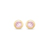 Thumbnail Image 2 of Children's Pink Cubic Zirconia Bezel-Set Stud Earrings 14K Yellow Gold