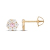 Thumbnail Image 3 of Children's Pink & White Cubic Zirconia Flower Earrings 14K Yellow Gold