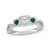 Thumbnail Image 1 of Neil Lane Princess-Cut Diamond & Natural Emerald Three-Stone Engagement Ring 5/8 ct tw 14K White Gold