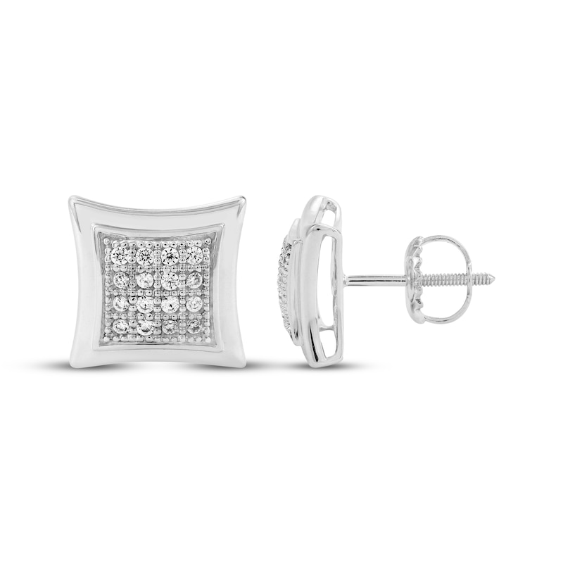 Main Image 1 of Men's Diamond Flared Square Stud Earrings 1/10 ct tw Sterling Silver