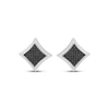 Thumbnail Image 2 of Men's Black Diamond Flared Square Stud Earrings 1/15 ct tw Sterling Silver