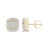 Thumbnail Image 1 of Men's Multi-Diamond Cushion Halo Stud Earrings 1/3 ct tw 10K Yellow Gold