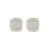 Thumbnail Image 2 of Men's Multi-Diamond Cushion Halo Stud Earrings 1/3 ct tw 10K Yellow Gold