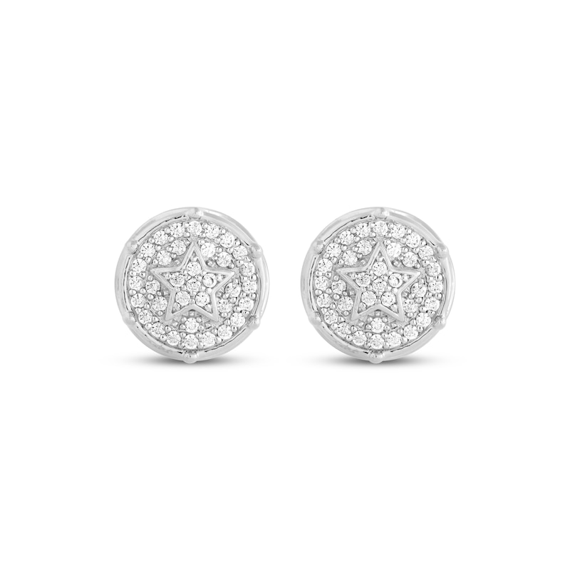 Main Image 2 of Diamond Star Frame Circle Stud Earrings 1/3 ct tw Sterling Silver