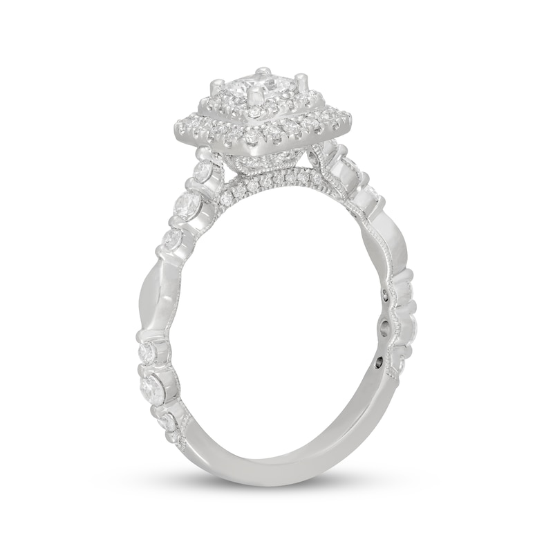 Main Image 2 of Neil Lane Princess-Cut Diamond Cushion Halo Engagement Ring 7/8 ct tw 14K White Gold