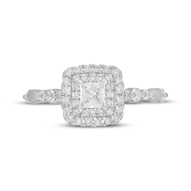 Main Image 3 of Neil Lane Princess-Cut Diamond Cushion Halo Engagement Ring 7/8 ct tw 14K White Gold