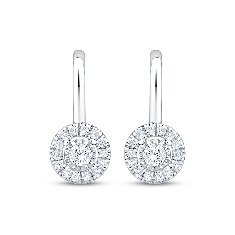 Main Image 2 of Diamond Halo Drop Earrings 1/4 ct tw 10K White Gold