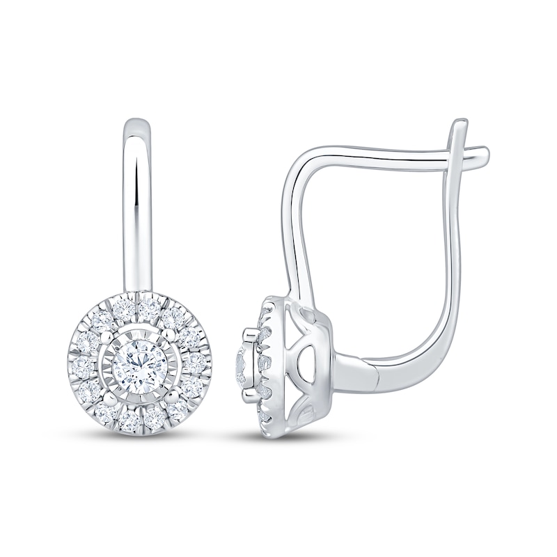 Main Image 3 of Diamond Halo Drop Earrings 1/4 ct tw 10K White Gold