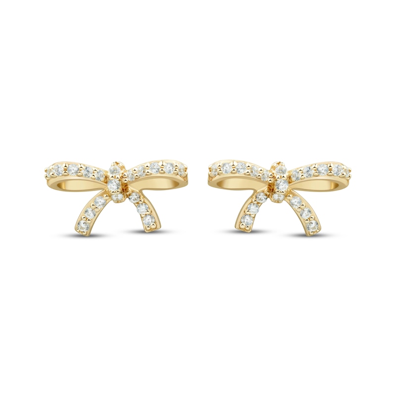 Main Image 2 of Diamond Bow Stud Earrings 1/10 ct tw 10K Yellow Gold