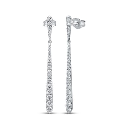 Lab-Grown Diamonds by KAY Graduated Drop Earrings 1 ct tw 14K White Gold