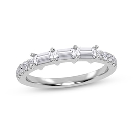 Adore Baguette & Round-Cut Diamond Three-Stone Anniversary Ring 1/3 ct tw 14K White Gold