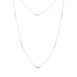 Diamond Bezel-Set Trio Station Necklace 1/2 ct tw 10K White Gold 18&quot;