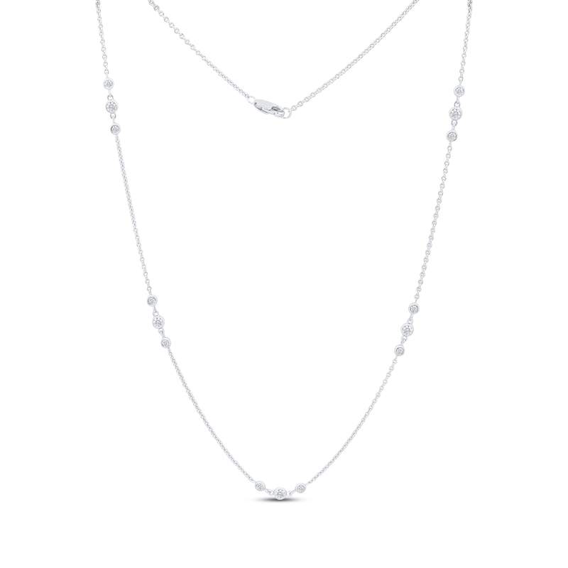 Main Image 1 of Diamond Bezel-Set Trio Station Necklace 1/2 ct tw 10K White Gold 18&quot;