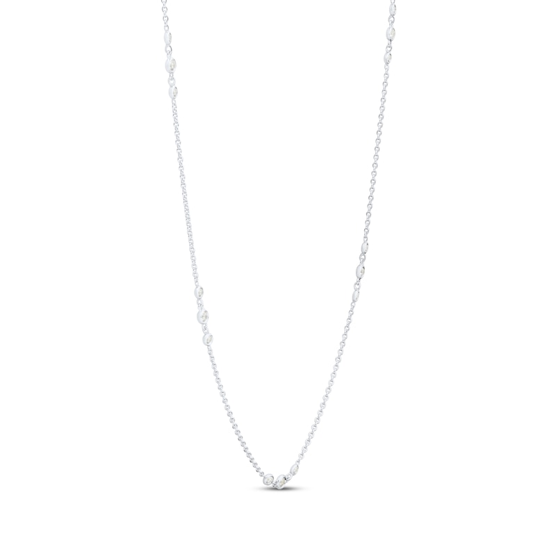 Main Image 2 of Diamond Bezel-Set Trio Station Necklace 1/2 ct tw 10K White Gold 18&quot;